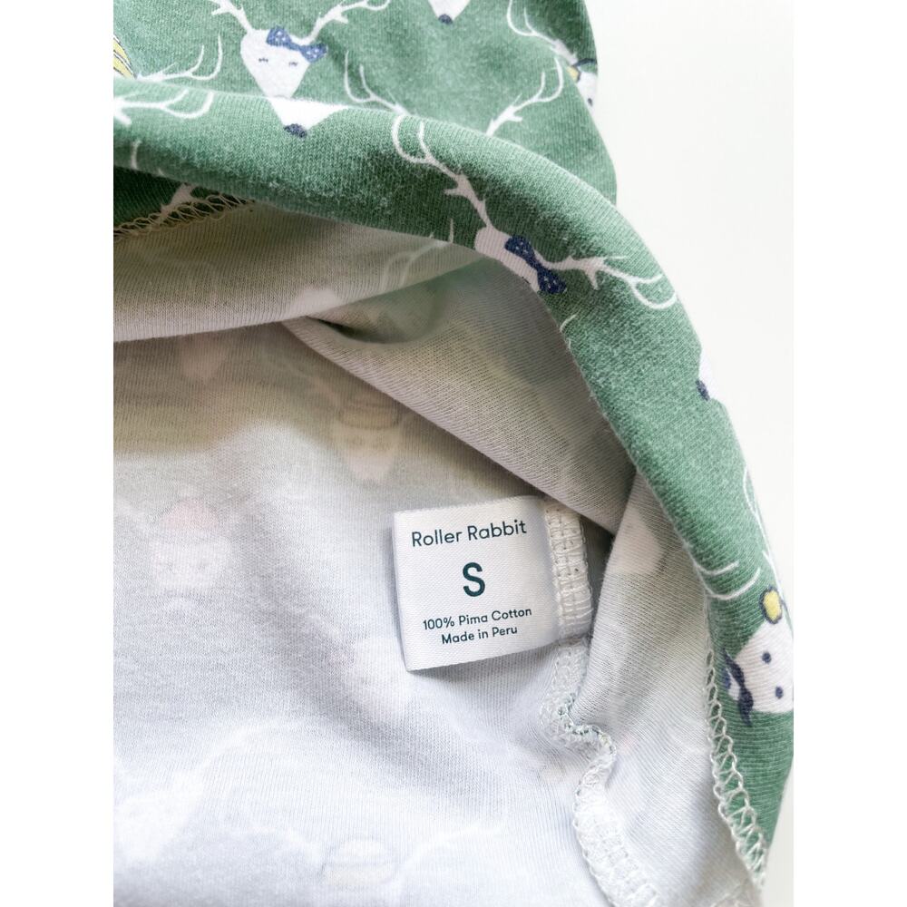 Women's Roller Rabbit Green Holiday Reindeer Pajama Top Size Small - Picture 3 of 7